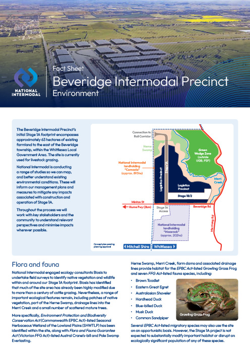 Beveridge Intermodal Precinct Project Planning and Approvals